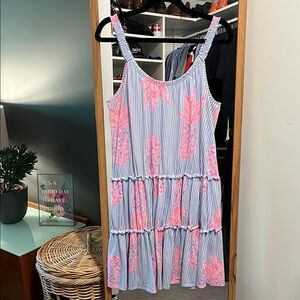 Lilly Pulitzer Rum Swizzle Loro striped with pink pineapples print dress